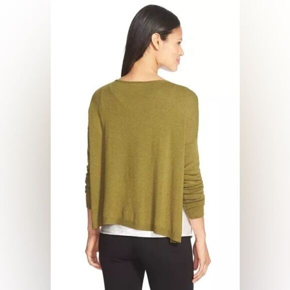 Eileen Fisher Torma Bateau Neck Box Slouchy Sweater Top in Gray Size Medium - Picture 8 of 9